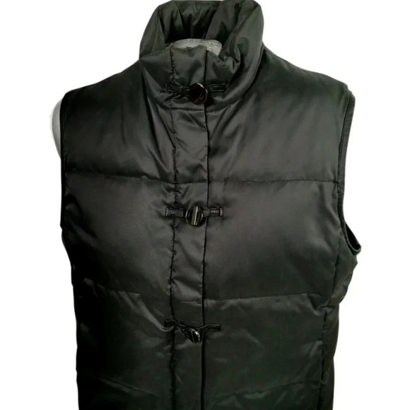 Talbots Down Black Puffer Vest Sz L Womans Winter - Picture 3 of 6